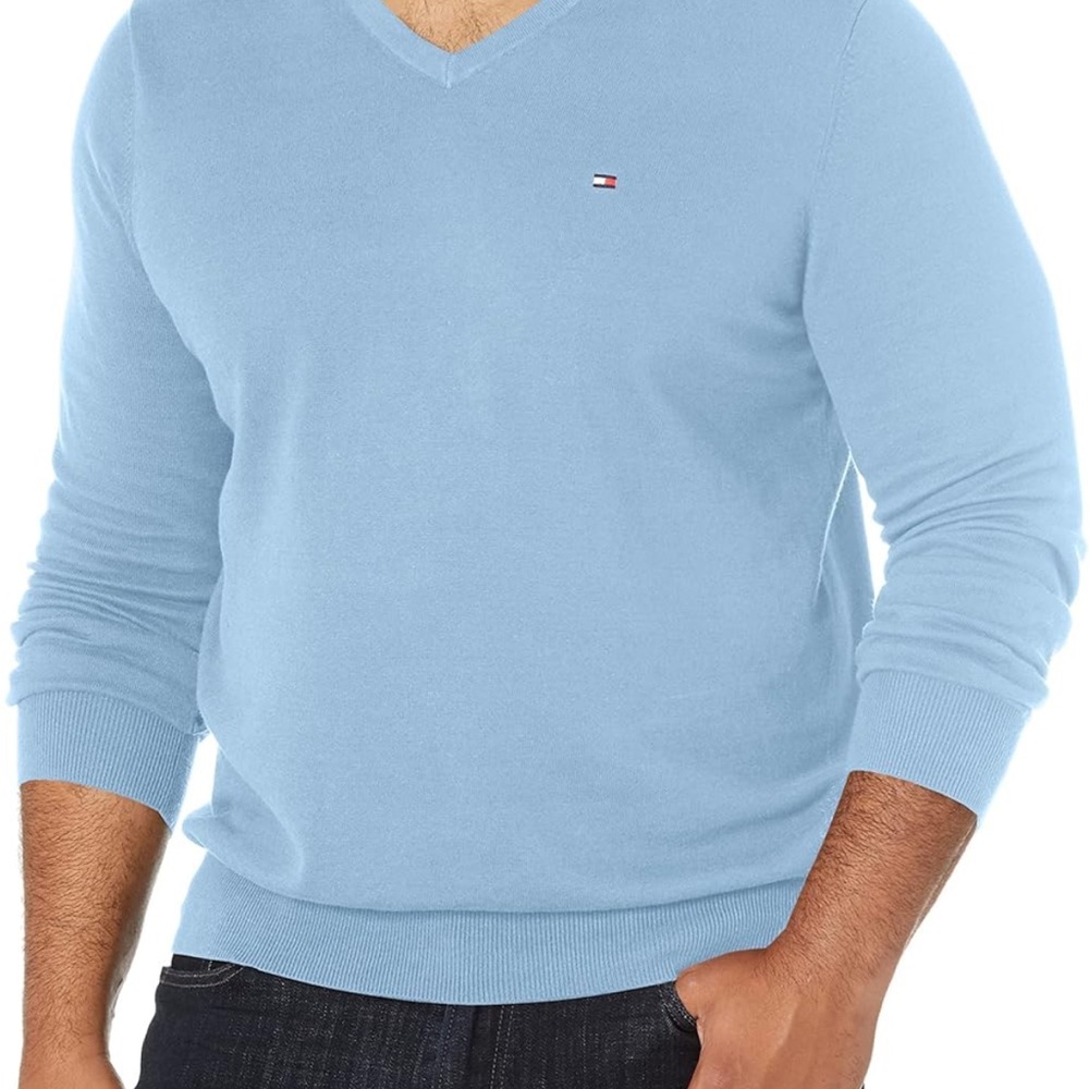 Tommy Hilfiger Blue V-Neck Sweater